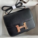 Knockoff Hermes Constance 18 Handmade Bag In Black Chevre Mysore Leather HD451iV87