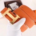 Knockoff Hermes H Belt Buckle & Orange 32mm Clemence Strap HD717kD96