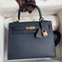 Knockoff Hermes Kelly Sellier 25 Handmade Bag In Blue Indigo Epsom Calfskin HD1290yK94