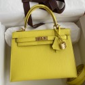 Knockoff Hermes Kelly Sellier 25 Handmade Bag In Lime Epsom Calfskin HD1303kC27