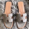 Knockoff Hermes Oran Sandals In Grey Ostrich Leather HD1686va68