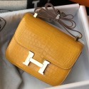 Knockoff High Quality Hermes Constance 24cm Bag In Yellow Embossed Crocodile HD527BF80