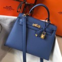 Replica AAAAA Hermes Kelly 25cm Sellier Bag In Agate Blue Epsom Leather HD907Xr29