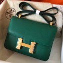 Replica Designer Hermes Constance 24 Handmade Bag In Malachite Epsom Leather HD577sk97
