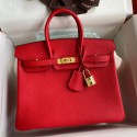 Replica Hermes Birkin 25 Handmade Bag In Red Clemence Leather HD1902HU34