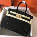 Replica Hermes Birkin 30 Bag In Black Crocodile Porosus Shiny Skin HD270zr53