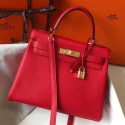 Replica Hermes Kelly 32cm Bag In Red Clemence Leather GHW HD973Xe44