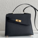 Replica Hermes Kelly En Desordre 20 Handmade Bag In Black Epsom Calfskin HD1039YP94
