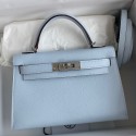 Replica Hermes Kelly Mini II Sellier Handmade Bag In Blue Brume Epsom Calfskin HD1100fN93