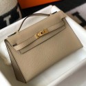 Replica Hermes Kelly Pochette Bag In Gris Tourterelle Epsom Leather HD1158MO84