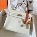 Replica Hermes Kelly Retourne 25 Handmade Bag In Craie Swift Calfskin HD1225Ix66