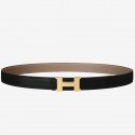 Replica Hermes Mini Constance 24mm Reversible Belt Black/Taupe HD1561HU34