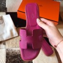 Replica Hermes Oran Slide Sandals In Anemone Epsom Calfskin HD1723Ye83