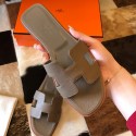 Replica Hermes Oran Slide Sandals In Taupe Epsom Calfskin HD1746BJ25