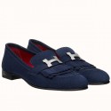 Replica Hermes Royal Loafers In Blue Suede Leather HD1962cK54