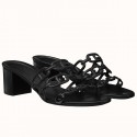 Replica Hermes Tandem Sandals In Black Lambskin HD1984iu55