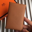 Replica High Quality Hermes Calvi Card Holder In Gold Epsom Leather HD400Jh90