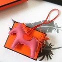 Replica Top Hermes Rodeo Horse Bag Charm In Pink/Orange Leather HD1936di41