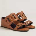 Top Hermes Figari 55mm Wedge Sandals In Brown Nappa Leather HD628tM58