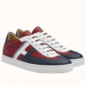 AAA Hermes Boomerang Sneakers In Multicolore Bordeaux Leather HD373JH19