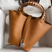 Best Hermes Picotin Lock 18 Tressage De Cuir Bag in Gold Epsom Calfskin HD1847jI34