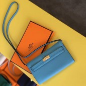 Copy Hermes Kelly Classique To Go Wallet In Blue Du Nord Epsom Calfskin HD999fh25