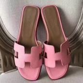 Designer Fake Hermes Oran Sandals In Pink Epsom Leather HD1697qx37