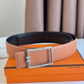 Designer Fake Hermes Tube H Reversible Belt 38MM in Gold Clemence Leather HD2038qx37