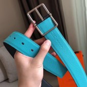 Designer Hermes Bleu Obscur Saddle 38MM Reversible Belt HD292eL18