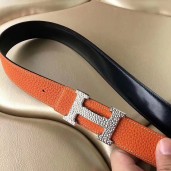 Fake Hermes H Belt Buckle & Orange Clemence 32 MM Strap HD718DV93