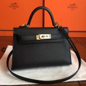 First-class Quality Hermes Kelly Mini II Handmade Bag In Black Epsom Leather HD283xO55