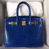 Hermes Birkin 30 Bag In Blue Electric Crocodile Niloticus Skin HD307Mc61