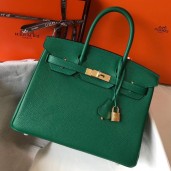 Hermes Birkin 30cm Bag In Vert Vertigo Clemence Leather GHW HD228Yf79