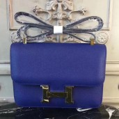 Hermes Blue Electric Constance MM 24cm Epsom Leather Bag HD310Ph61