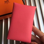 Hermes Calvi Card Holder In Rose Azalee Epsom Leather HD406mF22