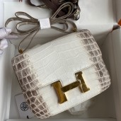 Hermes Constance 18 Handmade Bag In Himalaya Crocodile Niloticus Skin HD466Hk55