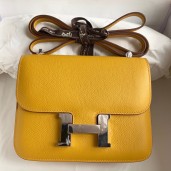 Hermes Constance 18 Handmade Bag In Jaune Ambre Epsom Calfskin HD467uZ84