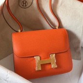 Hermes Constance 18 Handmade Bag In Orange Epsom Leather HD1544Ac56