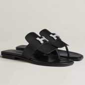 Hermes Galerie Sandals In Black Calfskin HD634CD19