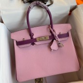 Hermes HSS Birkin 30 Bicolor Bag in Mauve Sylvestre and Anemone Epsom Calfskin HD764kH80