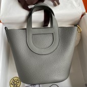 Hermes In The Loop 18 Handmade Bag in Gris Meyer Clemence Leather HD779Sx31