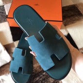 Hermes Izmir Sandals In Green Suede Leather HD799eZ32