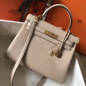 Hermes Kelly 28cm Bag In Argile Clemence Leather GHW HD923Rp39