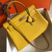 Hermes Kelly 32cm Bag In Yellow Clemence Leather GHW HD982pB23