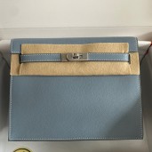 Hermes Kelly Danse II Bag In Blue Lin Evercolor Calfskin HD1019vK93