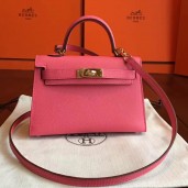 Hermes Kelly Mini II Handmade Bag In Rose Lipstick Epsom Leather HD1085im52