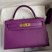 Hermes Kelly Mini II Sellier Handmade Bag In Anemone Epsom Calfskin HD1092JF45