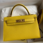 Hermes Kelly Mini II Sellier Handmade Bag In Jaune de Naples Epsom Calfskin HD1121JB76