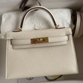 Hermes Kelly Mini II Sellier Handmade Bag In Nata Chevre Mysore Leather HD1128lV14