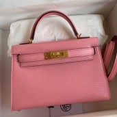 Hermes Kelly Mini II Sellier Handmade Bag In Rose Confetti Chevre Mysore Leather HD1135CD62